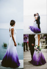 Colored Wedding Dresses, Purple and White Wedding Dress, Ombre Wedding Dress prom Dress cg11274