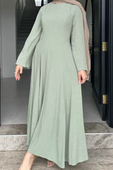 Isabella Back Tie Linen Maxi Dress Abaya 941 - Mint Green - Meliza