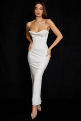CHARMAINE IVORY Corset Maxi Dress - White