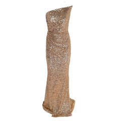 Cult Moda Gold Sequin Asymmetric Bustier Cocktail Prom Dress - Runway Catalog