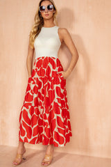 Yasmin Orange Smock Midi Dress