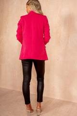 Maxine Hot Pink Ruched Sleeve Blazer