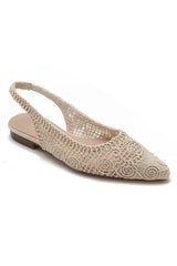 Hallie Cream Woven Slingback Shoe