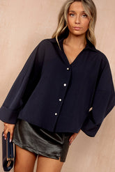 Val Navy Oversized Shirt