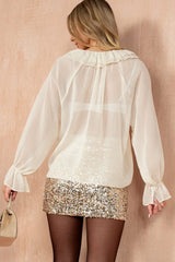 Violette Cream Chiffon Frill Blouse
