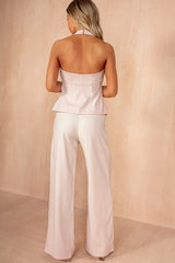 Fainche Pink Structured Halter Neck Top