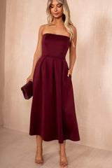 Saskia Plum Bandeau A-Line Midi Dress