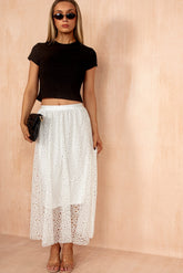 Carson White Eyelet Lace A Line Skirt