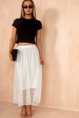 Carson White Eyelet Lace A Line Skirt