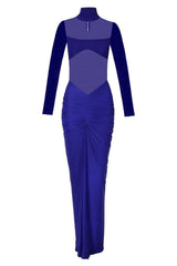 ELISE ELETRIC BLUE FITTED RUCHED MAXI DRESS | Deme By Gabriella | CULT MIA