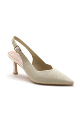 Helene Cream Woven Sparkle Court Heels