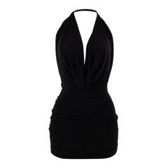 Drape Cowl Mini Dress Black