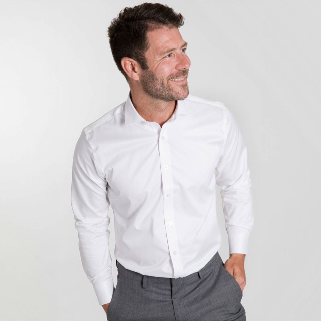 Ash & Erie White Wrinkle Resistant Dress Shirt for Short Men Dress Shirts