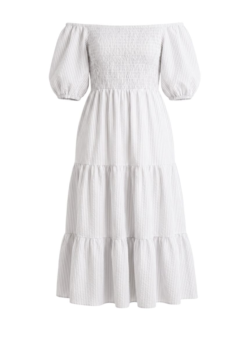 Dresses Apoella Ophelia Smocked Maxi Puff Sleeve Dress White Apoella