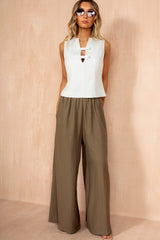 Julieta Khaki Palazzo Trousers