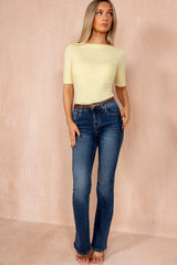 Veyda Yellow Boat Neck Top