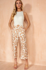 Tara Cream and Stone Jumpsuit