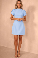 Ami Sky Blue High Neck Mini Dress