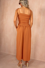 Amelia Rust Tie Shoulder Maxi Dress