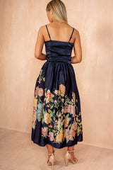 Goldie Navy Floral Strappy Midi Dress