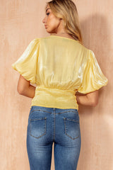 Carly Yellow Shimmer Top