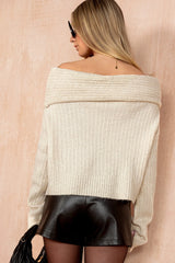 Hayes Stone Knit Bardot Jumper