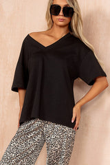 Annalise Black Cotton Oversized Top