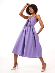 Tie Front Strappy Midi Dress - Light Purple