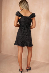 Meabh Black Polka Dot Puff Sleeve Mini Dress