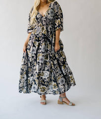 Printed Dixie Maxi Dress In Black Combo