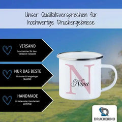 Emaille Tasse mit Namen | Motiv 3 | Nina - Druckerino