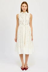 En Saison Chloe Belted Midi Dress in White - Estilo Boutique