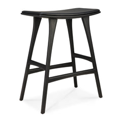 ethnicraft 53051 osso hoge kruk zwart gelakt leren zitting product foto