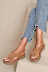 Selina Camel Studded Sandals