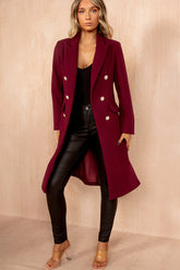 Winona Plum Longline Double Breasted Coat