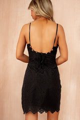 Darla Black Cotton Embroidered Dress