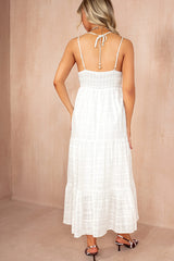 Oksana White Cotton Strappy Dress