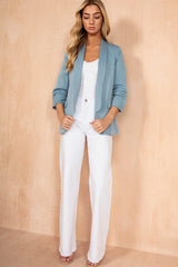 Maxine Duck Egg Ruched Sleeve Blazer