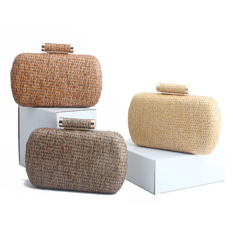Hand Woven Clutch Natural Straw Evening Bag from Uplift Luxe