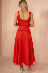 Henley Burnt Orange Square Neck Scuba Dress