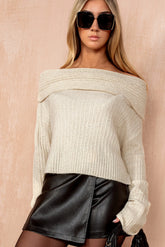 Hayes Stone Knit Bardot Jumper