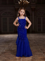Tween Girls' Sleeveless Mesh Overlay Sequin Mermaid Party Dress