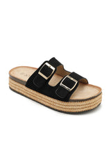 Florence Black Espadrille Flatform Sliders