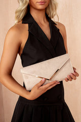Callie Nude Suedette Detachable Chain Bag