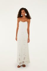FARM Rio model wearing the Off-White Palm Tree Knit Midi Dress