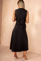 Hazel Black Tailored Sleeveless Midi Dress