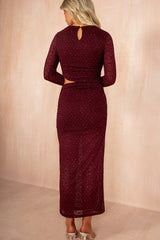 Gaia Plum Diamante Cut Out Dress