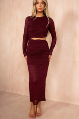 Gaia Plum Diamante Cut Out Dress