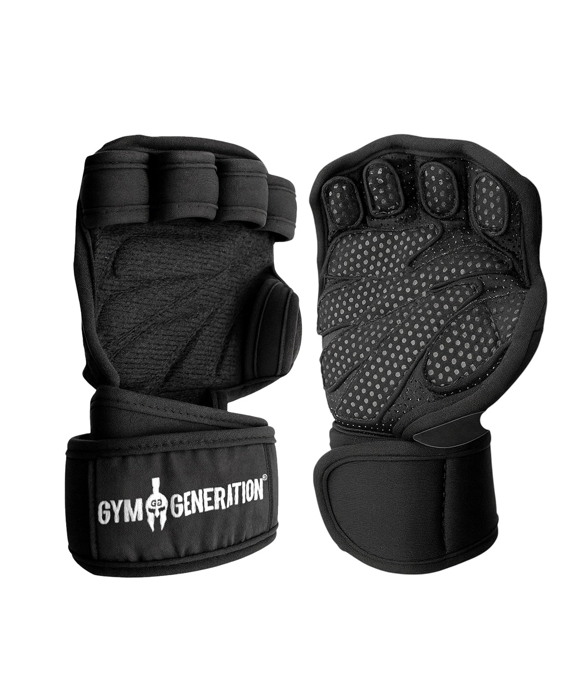 Gym Generation Fitness Handschuhe Schwarz – Trainingshandschuhe mit extra Polsterung & Grip-Noppen für Gewichtheben, Crossfit & Krafttraining