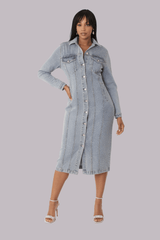 Rhinestone Denim Midi Dress - 82388 - Especially Yours